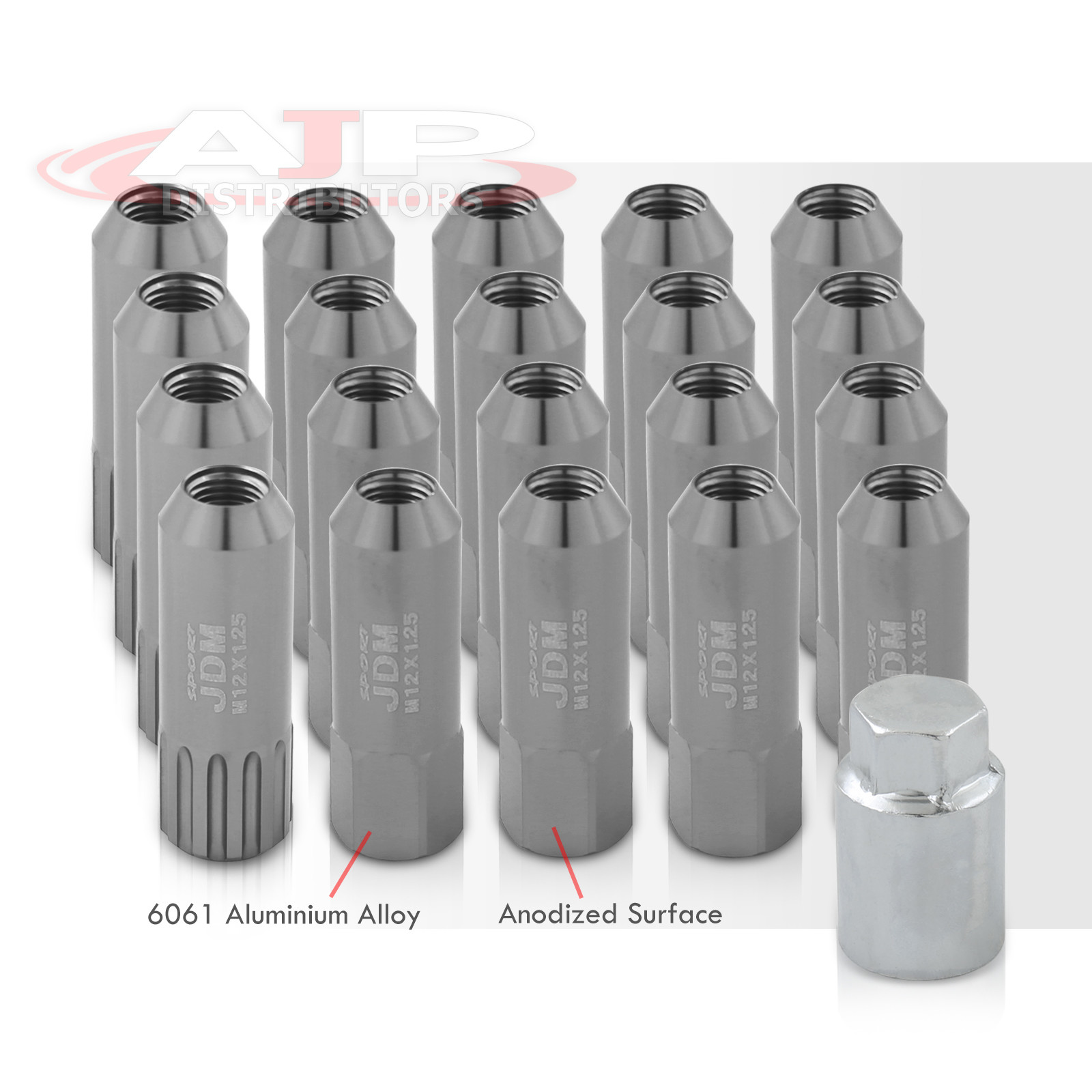 FOR NISSAN 12MMx1.25MM LOCKING LUG NUTS OPEN END EXTENDED 20 PIECES+KEY