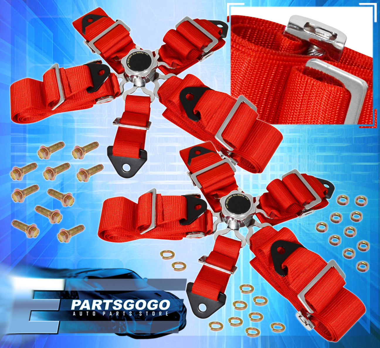 Universal 3" Strap 5 Point Cam Lock Racing Seat Belt Harness Jdm Racing