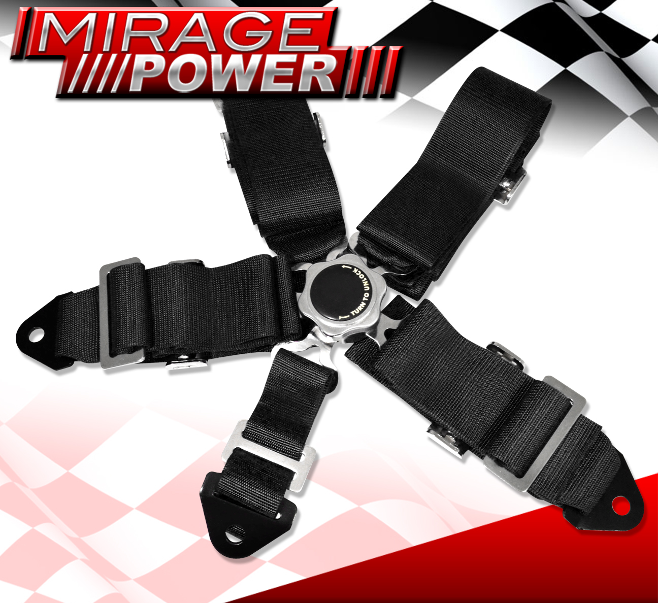 For Jeep 3" 5 Point Nylon Harness Cam Lock Seat Belt Support Strap Set