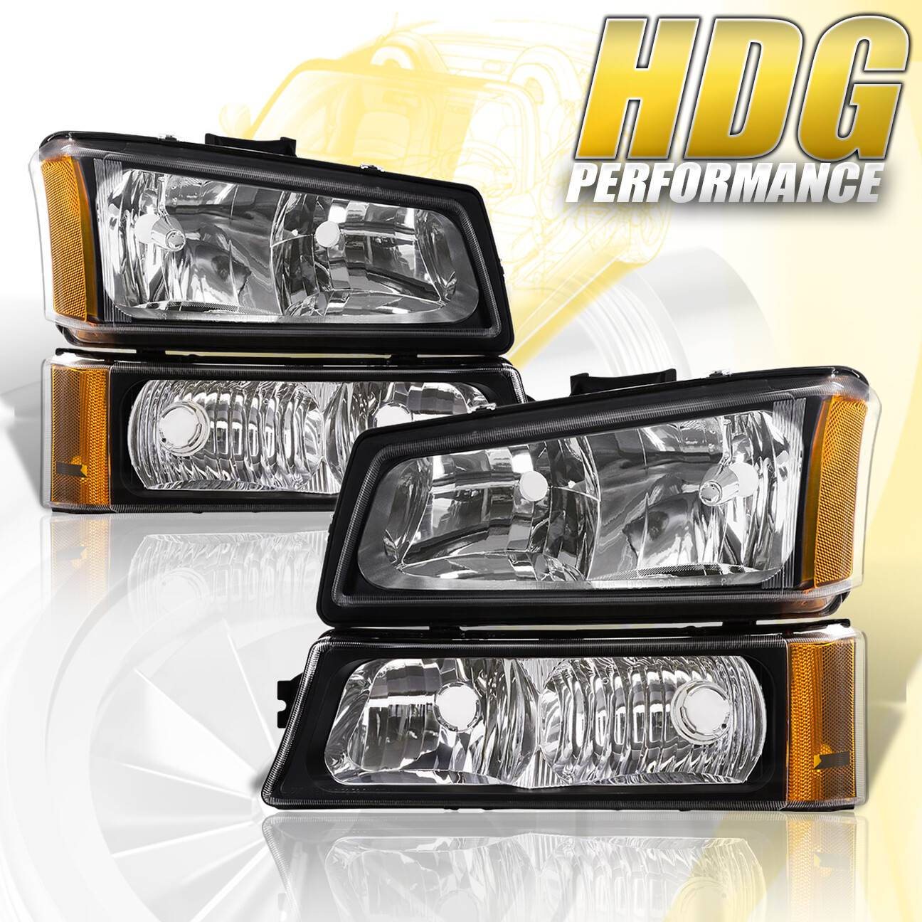 03 06 Chevy Silverado 1500 2500 Black Housing Amber Headlights 03 06 Chevy Silverado 1500 2500 Black Housing Amber Headlights Per Lamps Ebay