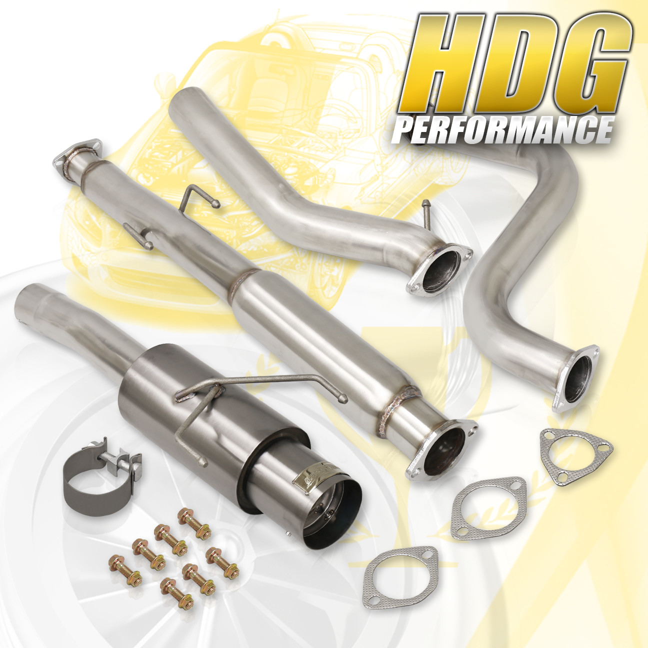 4.5 Muffler Tip Gold Catback Exhaust System 2.3 Piping For 90-93 Honda Accord