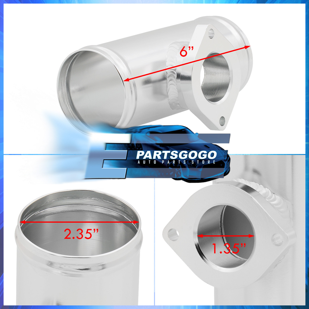 2.5" BOV BLOW OFF VALVE TRI-LAYER SILICONE COUPLER ADAPTER TYPE-RS FLANGE BLUE 2.5" BOV BLOW OFF VALVE TRI-LAYER SILICONE COUPLER ADAPTER TYPE-RS FLANGE BLUE