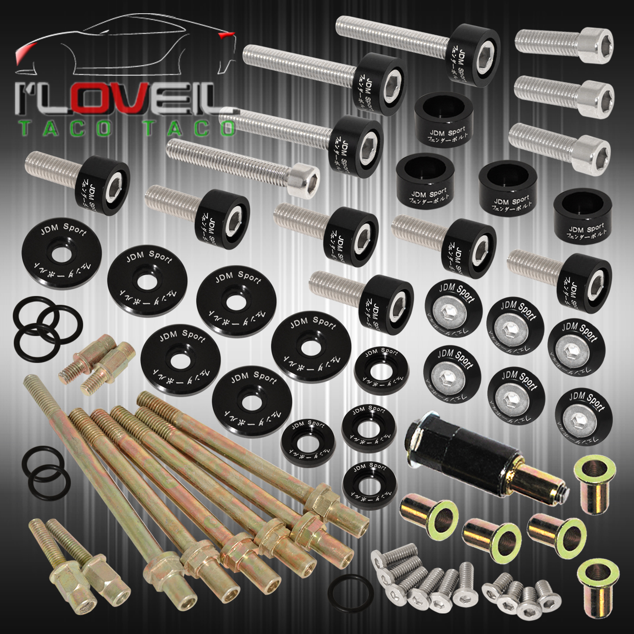 Honda Acura K20 K24 Header Distributor M8 Fender Washer Valve Cover Bolts Black