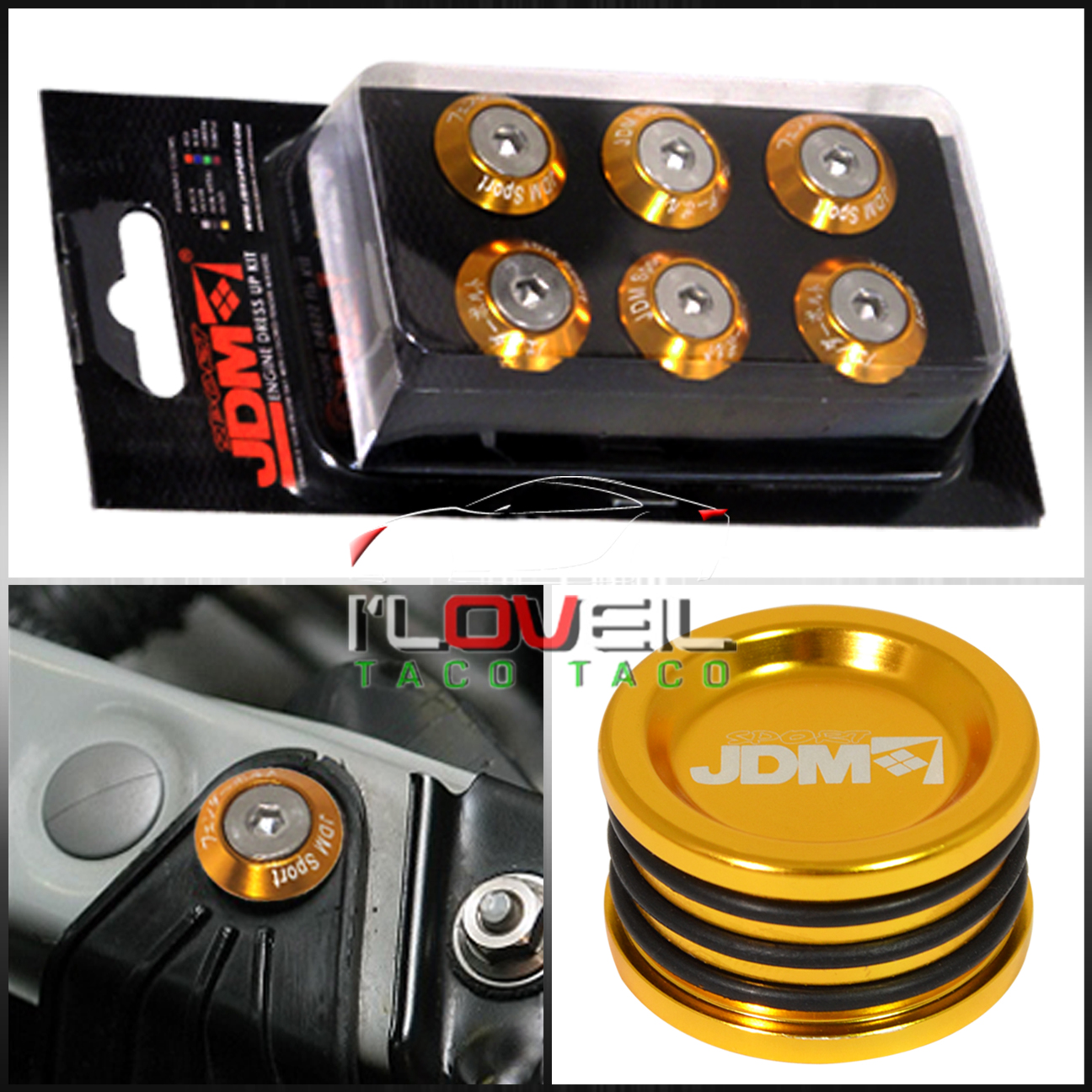 ACURA B16 B18 B20 ENGINE HEADER M6 FENDER WASHER VALVE COVER CAM SEAL KIT GOLD
