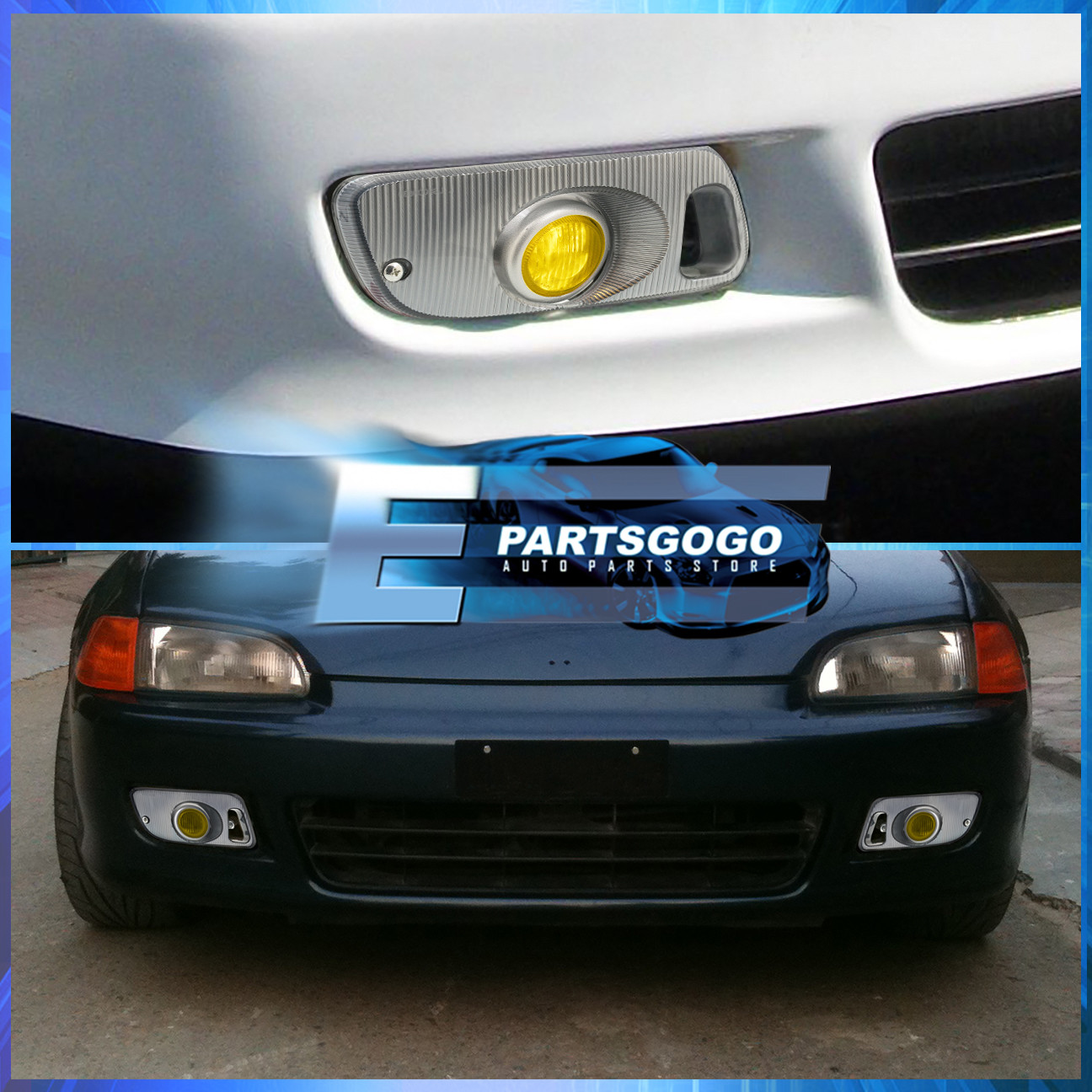For 9295 Civic EG 2DR 3DR Coupe Yellow Fog Lights Left Right Side