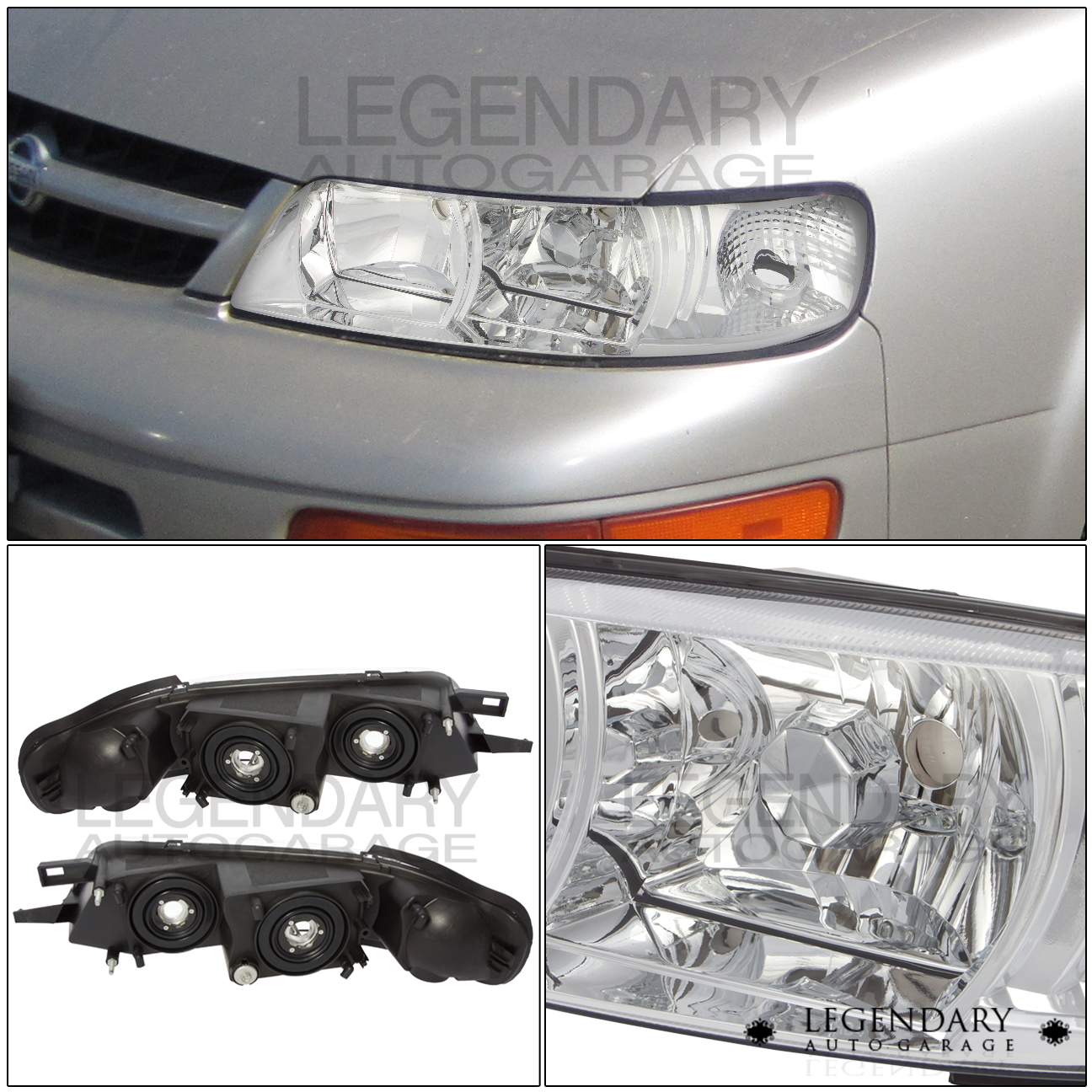 For 1995 1999 Nissan Maxima A32 Front Driving Chrome Headlight Clear For 1995 1999 Nissan Maxima A32 Front Driving Chrome Headlight Clear Corner Pair
