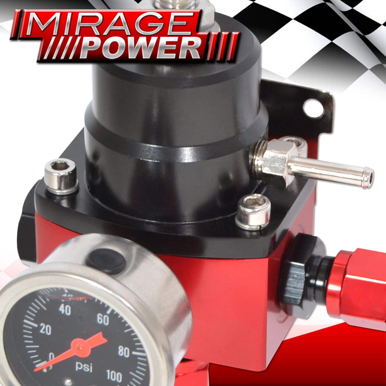 Universal Adjustable Fuel Pressure Regulator Kit 100Psi Gauge Fittings Black Red eBay