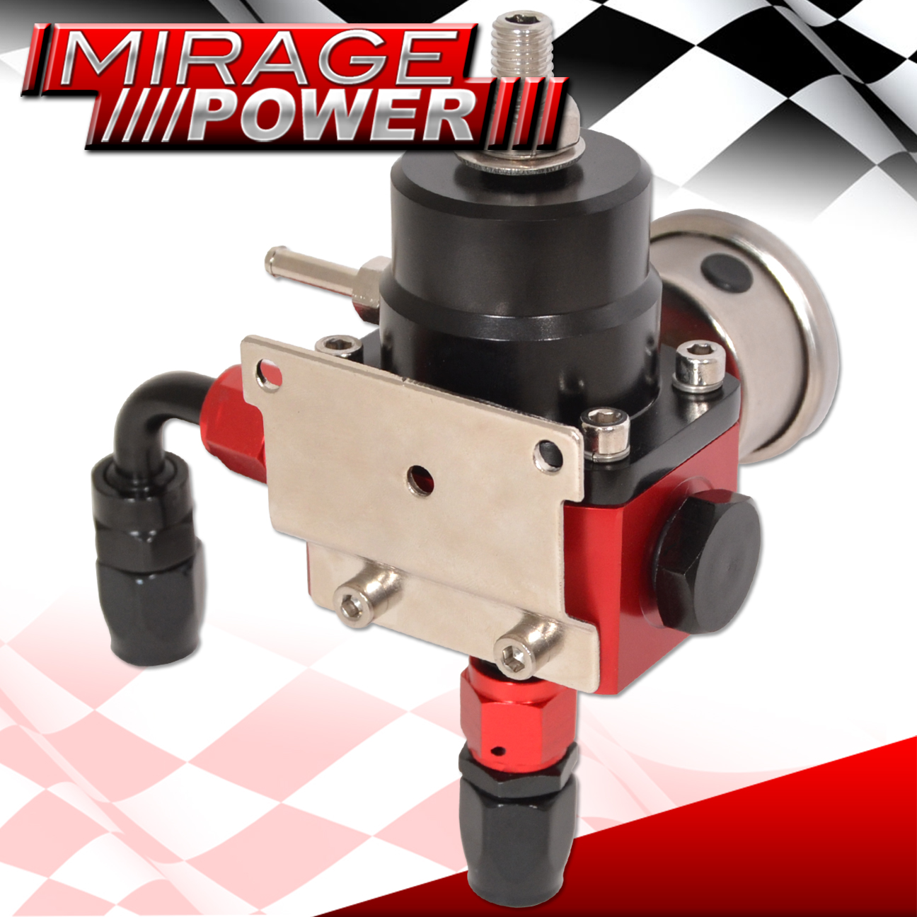 Universal Adjustable Fuel Pressure Regulator Kit 100Psi Gauge Fittings Black Red eBay