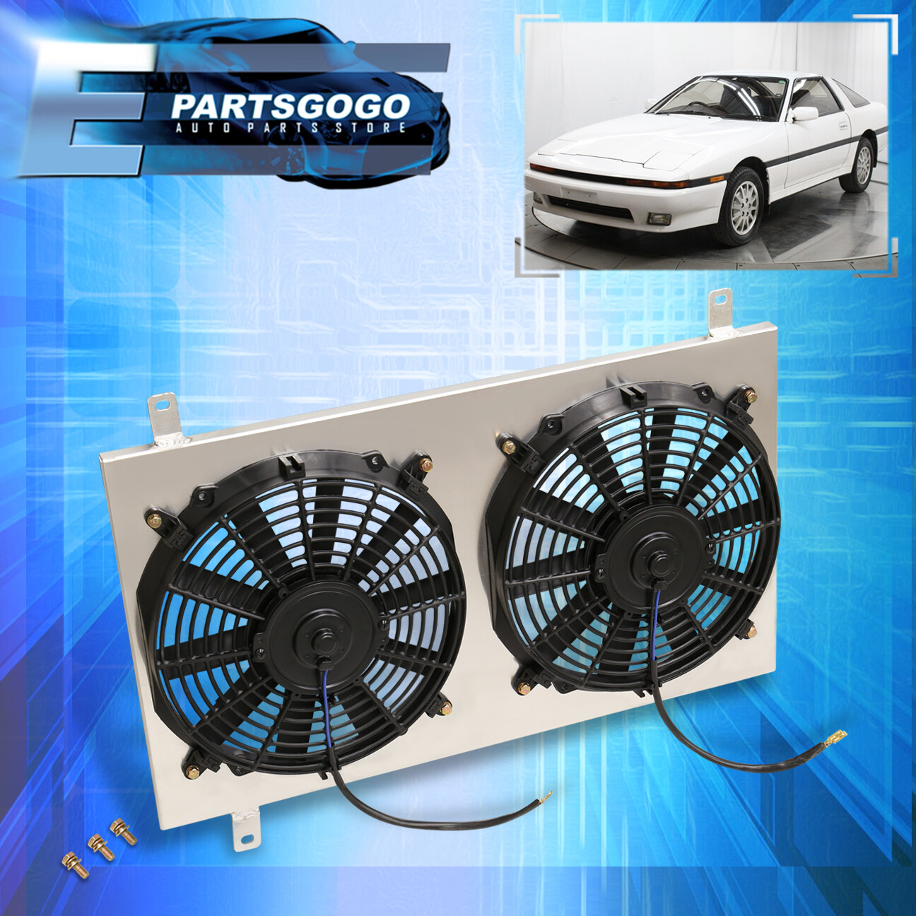 For 93-98 Toyota Supra Mt Jdm Aluminum Radiator Fan Shroud Kit Cooling System