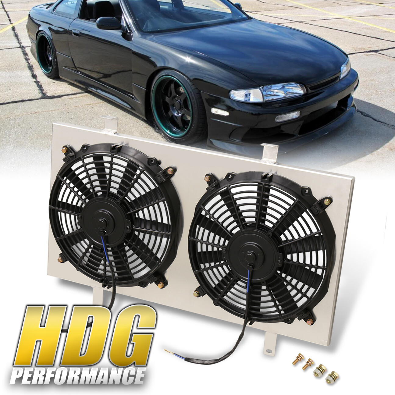 2Row Aluminum Radiator Fit For 1995-1998 Nissan 240SX S14 KA24DE 1996 1997 Fans