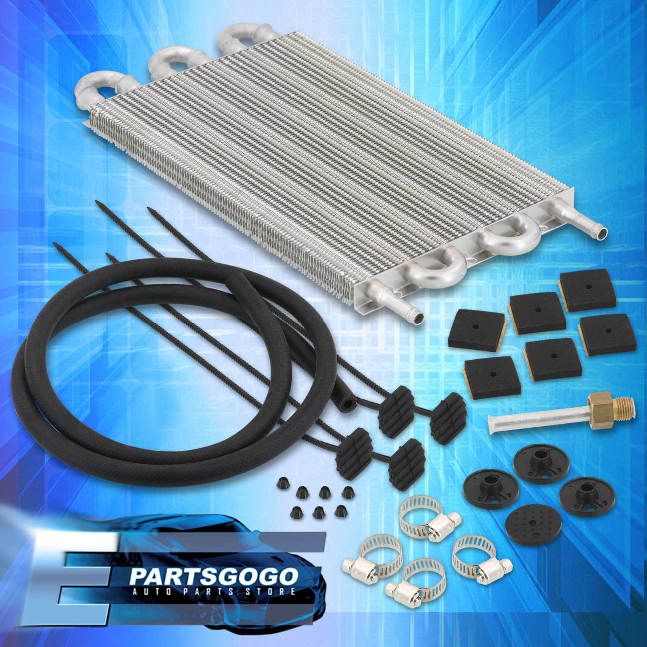 Universal Aluminum Oil Transmission Power Steering Cooler Kit 10" x 7.5