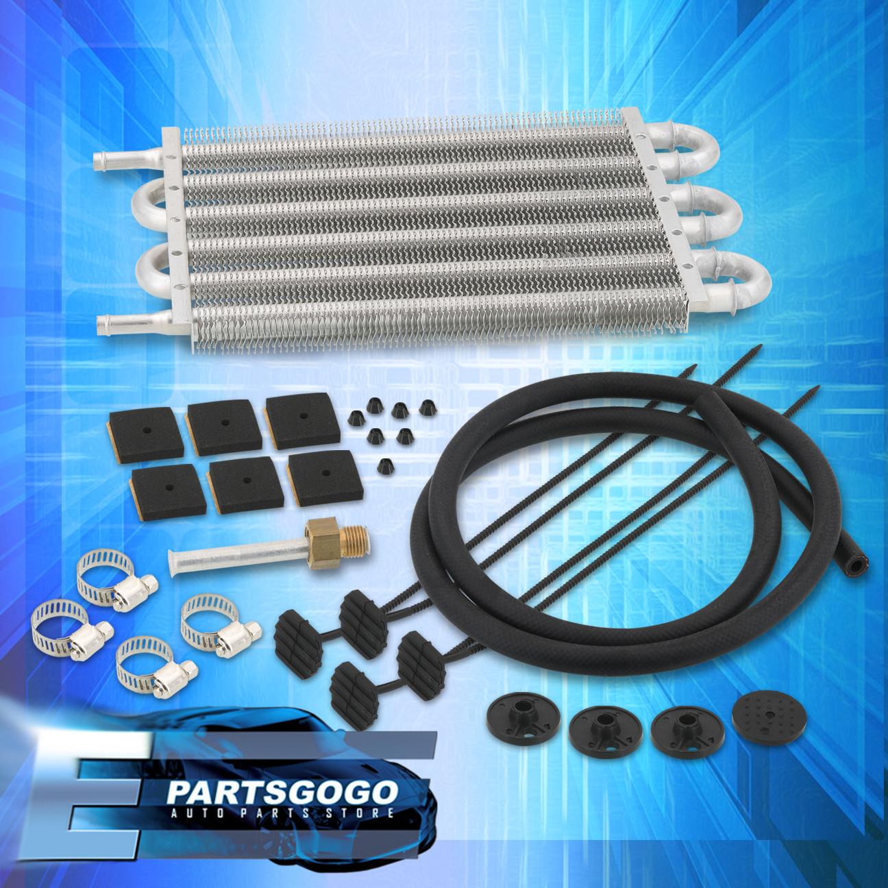 Universal Aluminum Oil Transmission Power Steering Cooler Kit 8.75" x7