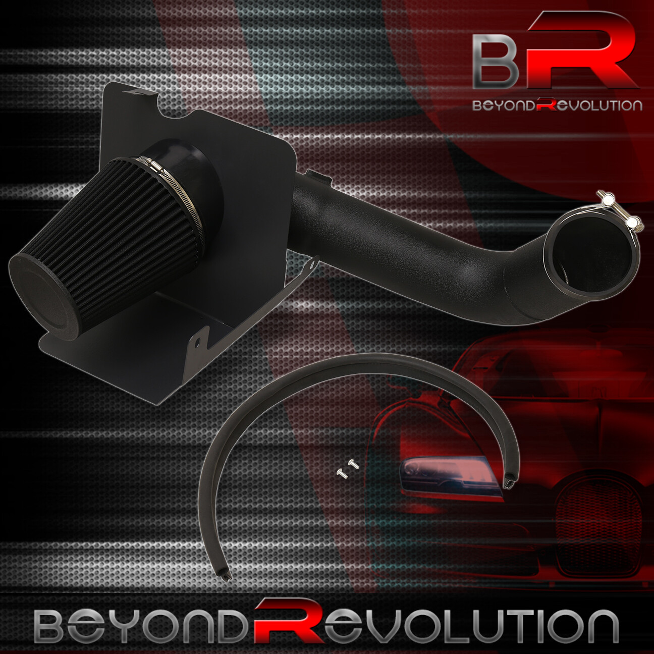 BLACK WRINKLE FINISH COLD AIR INTAKE+HEAT SHIELD FOR 2004-2005 6.6L DIESEL V8