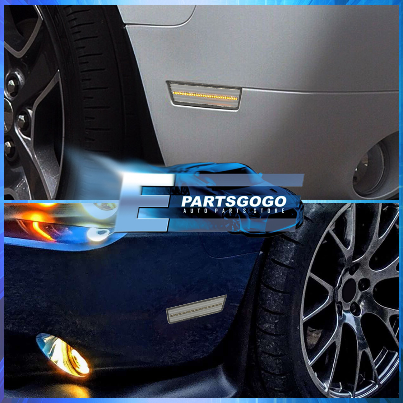 Dodge Challenger 08-14 Chrome Housing White Led Front Bumper Side Marker Lights