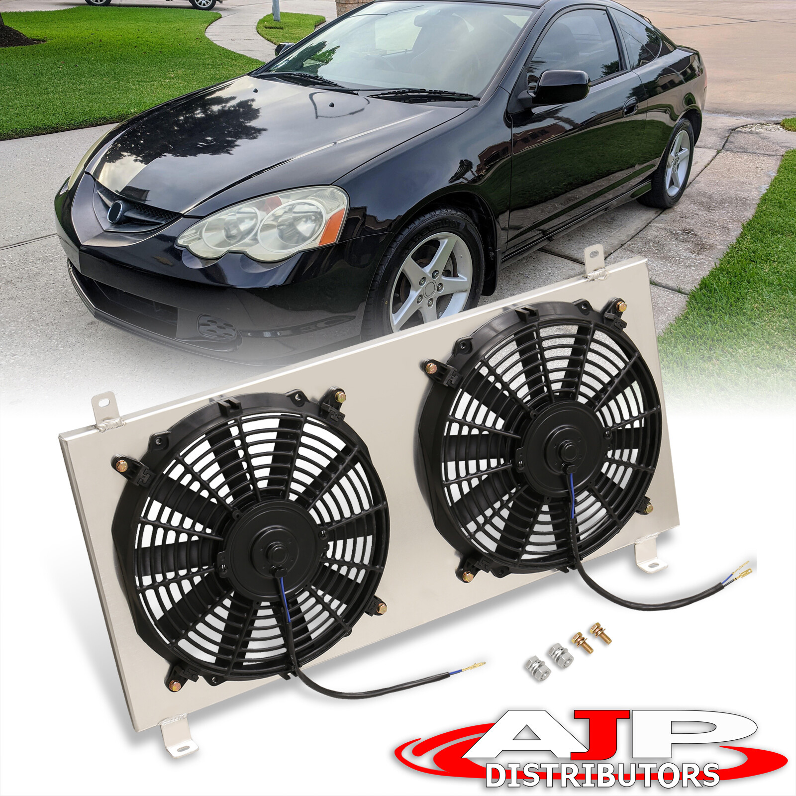 Replacement Aluminum 11" Dual Fan Radiator Shroud For 20022006 Acura