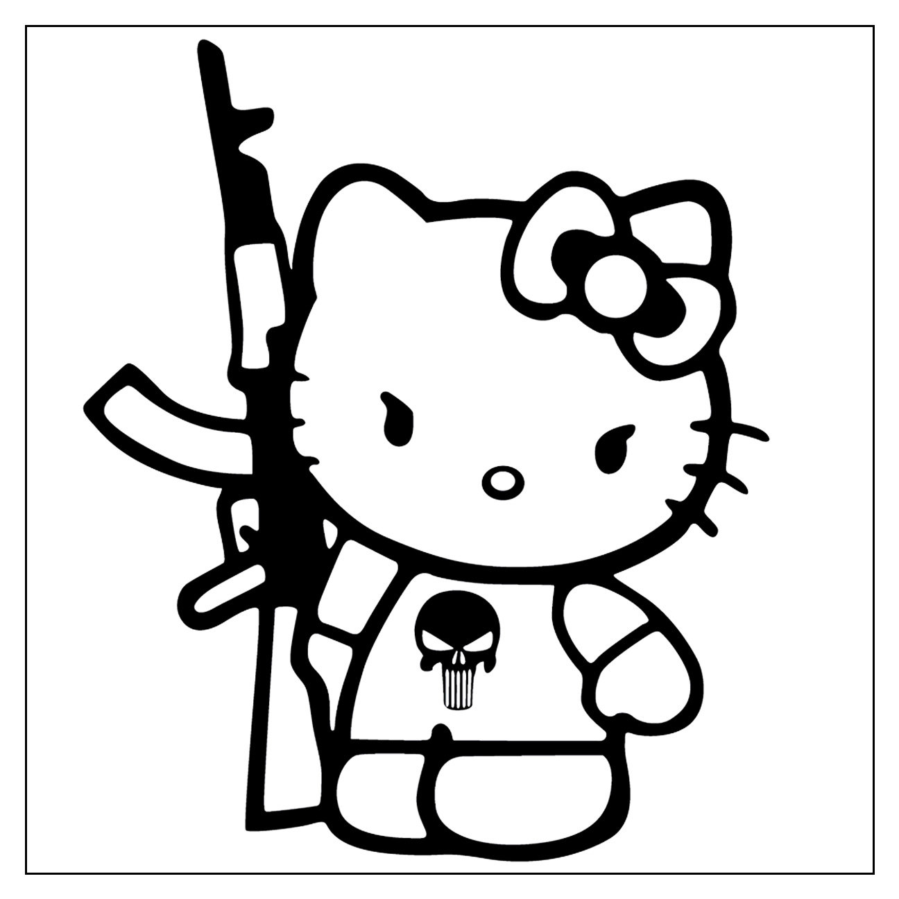 HELLO KITTY WITH AK47 DECAL STICKER **FREE SHIPPING**