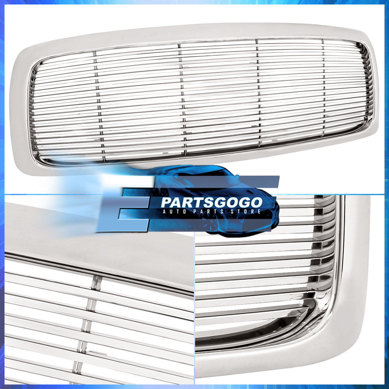 02 03 04 05 Dodge Ram 1500 Pick Up 1 Piece Chrome Front Grille Grill Upgrade eBay
