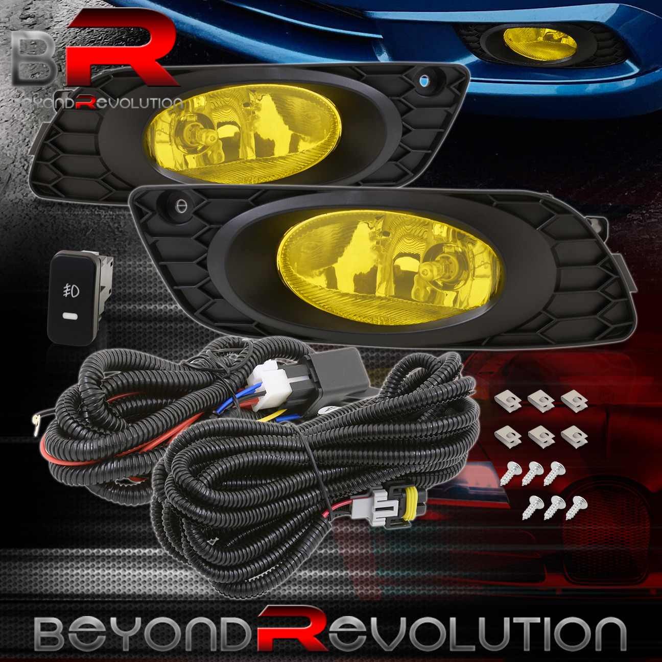 For 2012 Honda Civic Ex Replacement Yellow Fog Light Lamp & Switch 4Dr