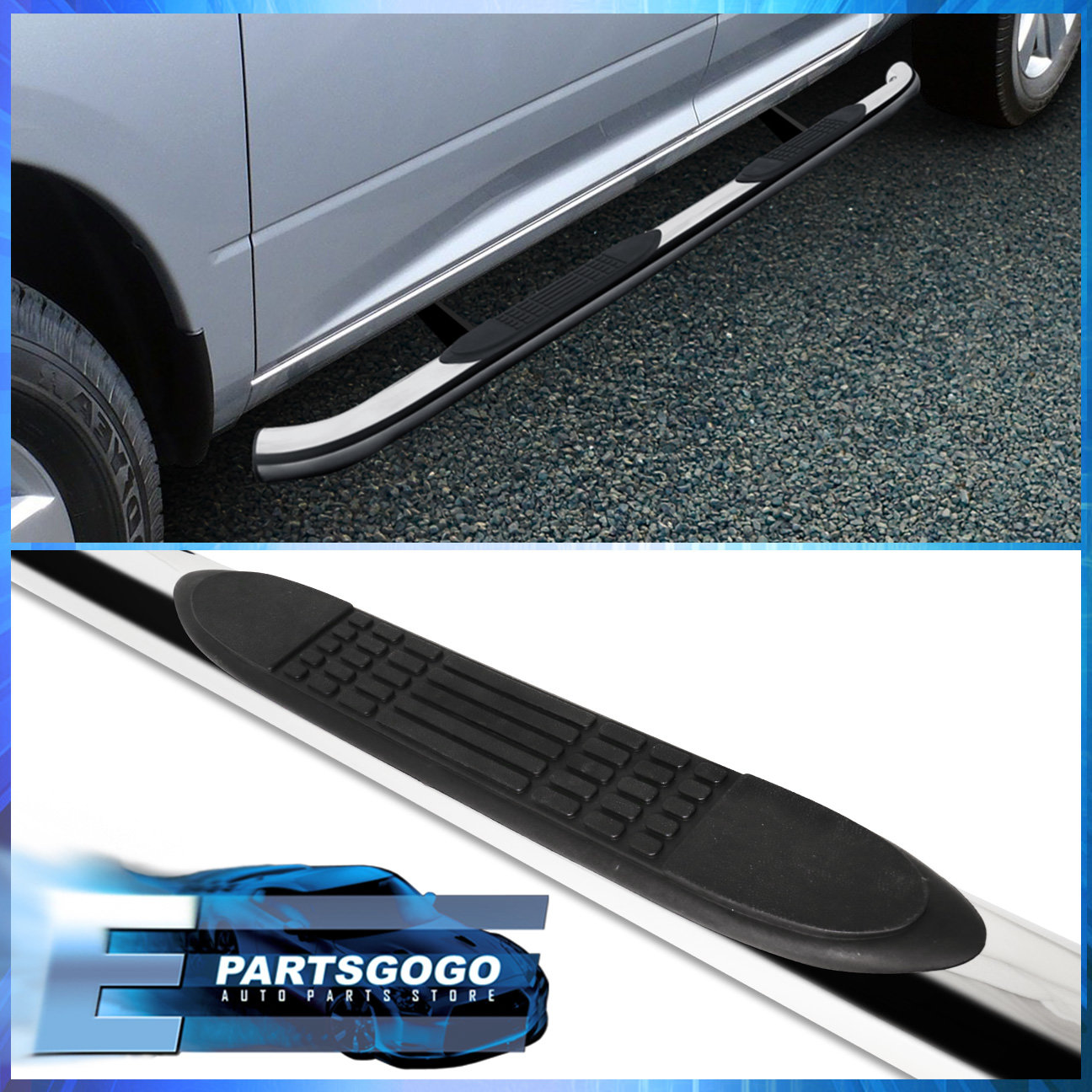 For 2007-2014 Ford Edge 4/" Stainless Chrome Side Step Nerf Bars Running Boards