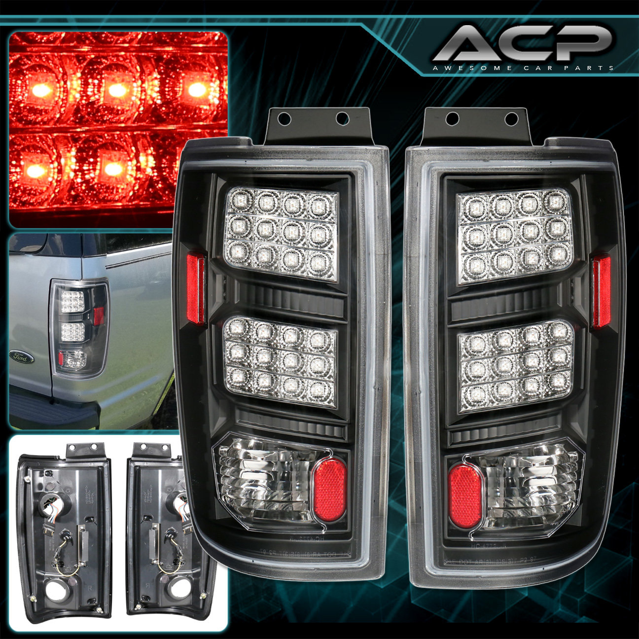 Black Housing Clear Lens Led Tail Lights Lamps For 97 02 Ford Details About Black Housing Clear Lens Led Tail Lights Lamps For 97 02 Ford Expedition