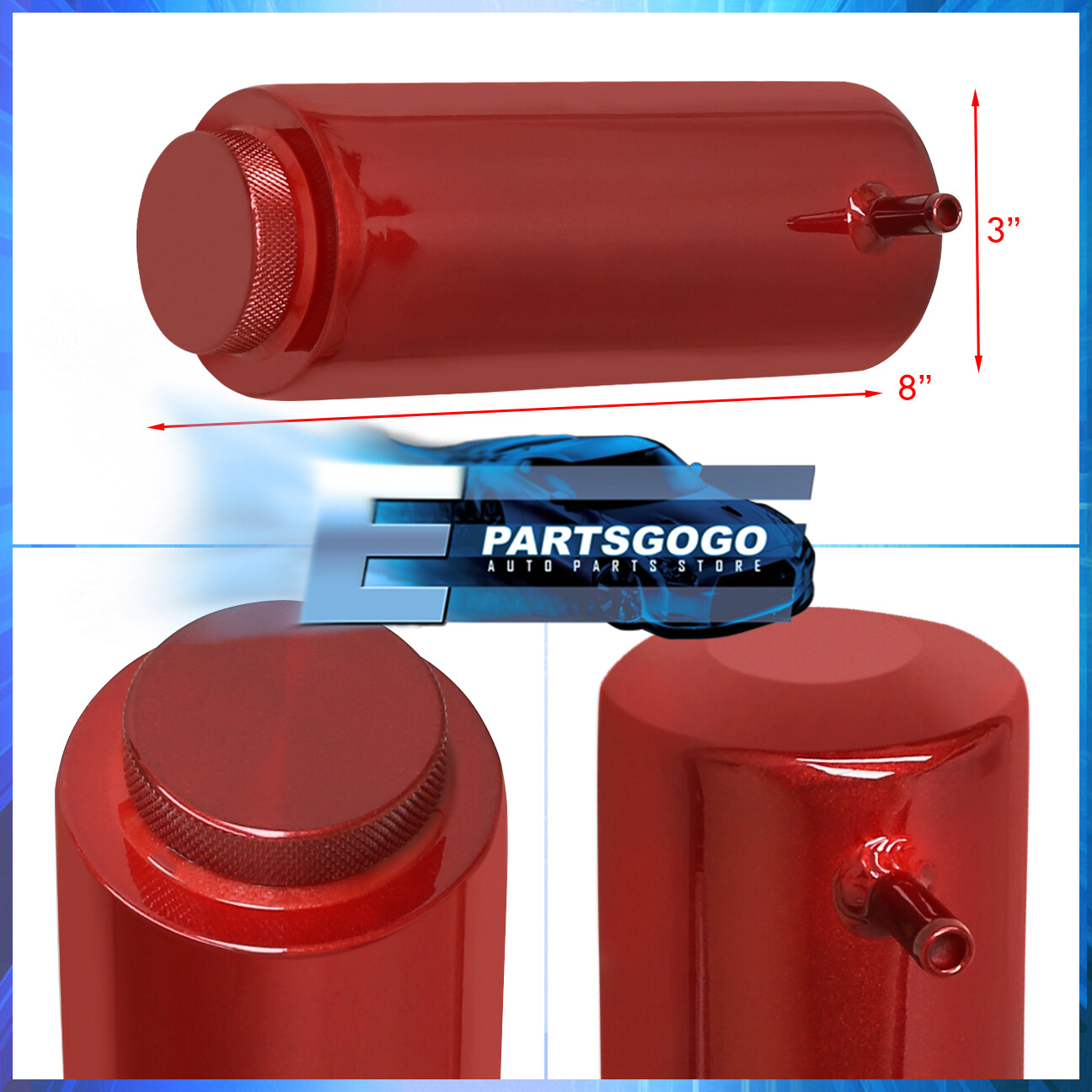 Universal Cylinder Radiator Overflow Coolant Cooling Tank Can Aluminum Red eBay