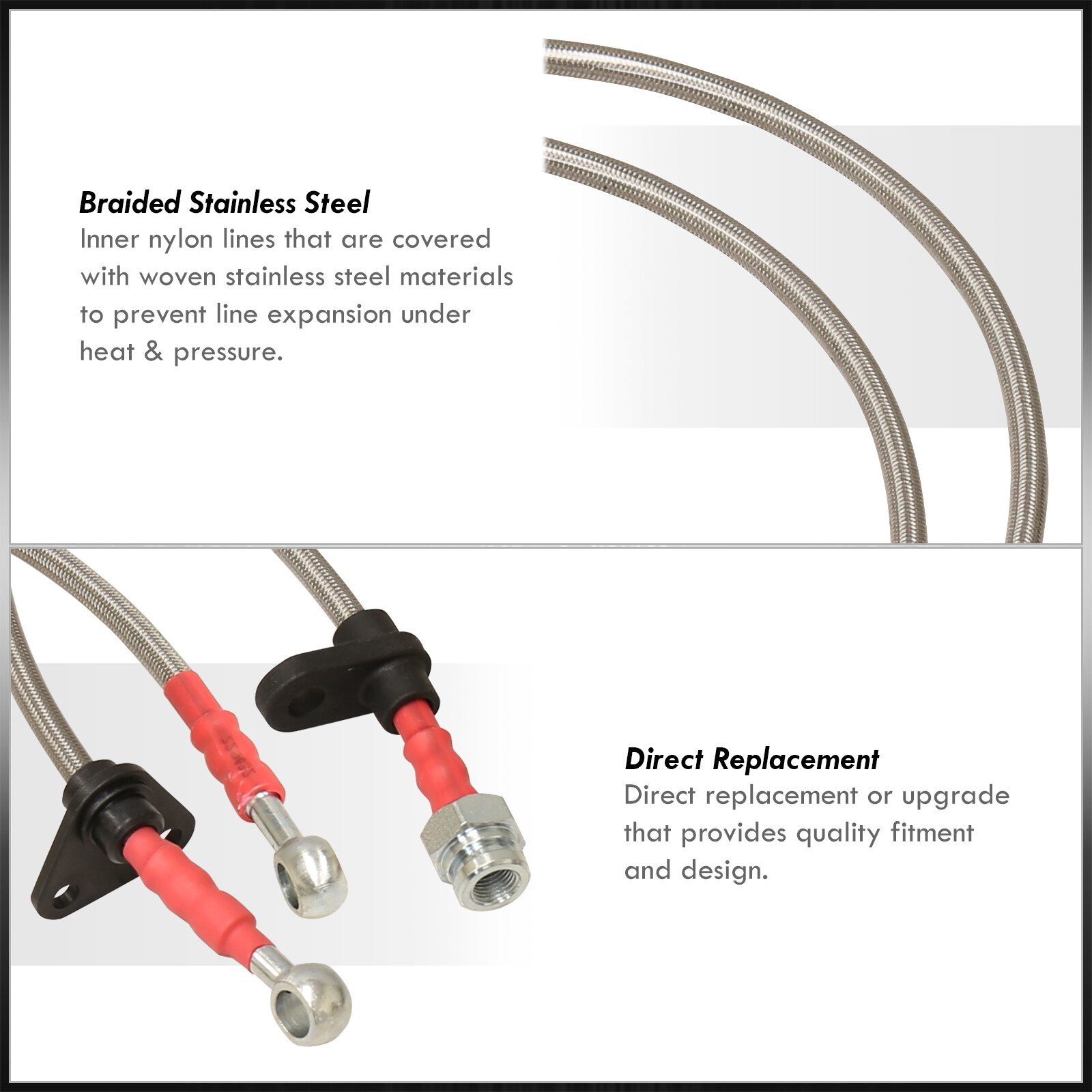 FOR 90-93 INTEGRA DB DA RED STAINLESS STEEL HOSE BRAIDED DRUM BRAKE LINE//HOSE