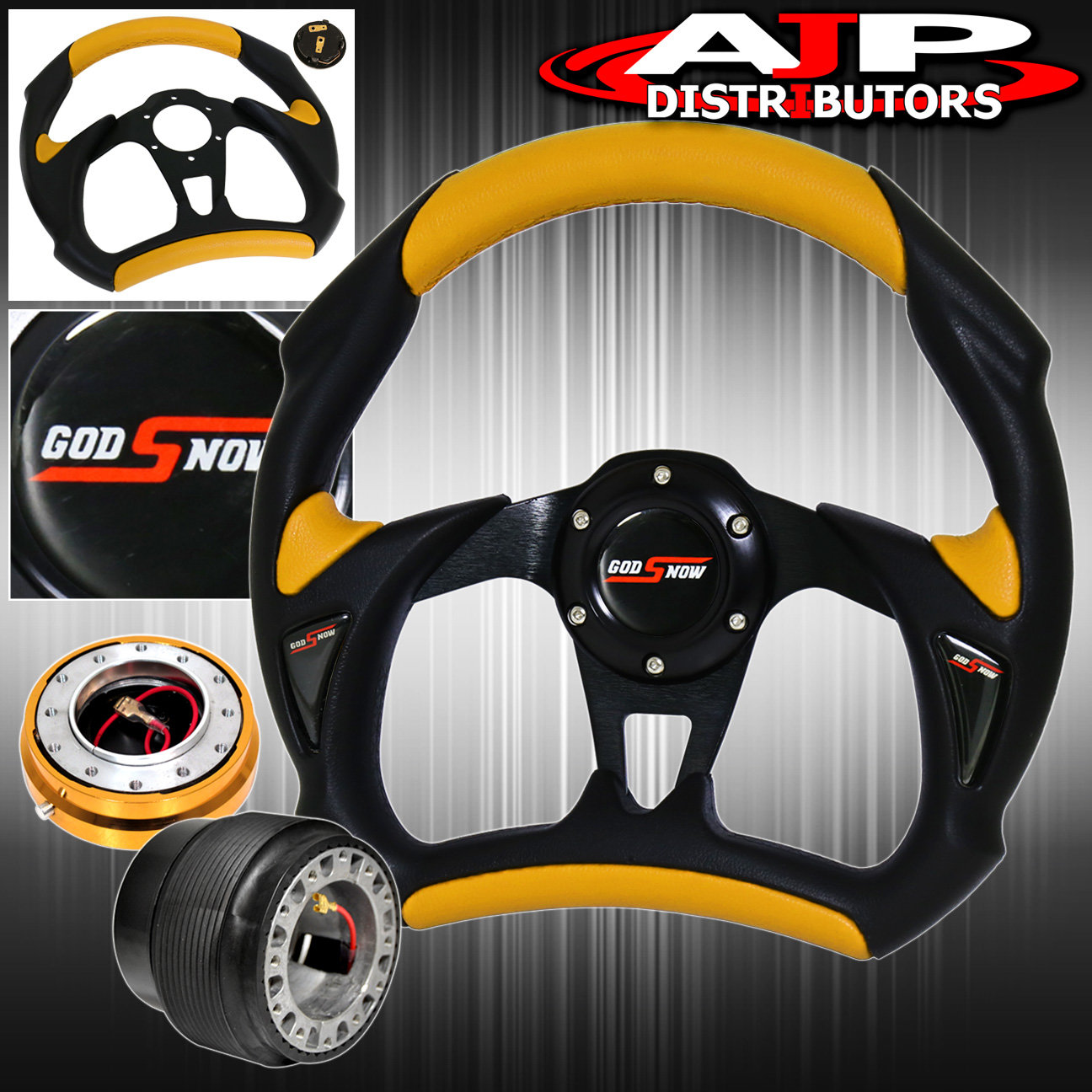 350mm Blue JDM Spoke Steering Wheel+Gold Release+Hub for 92-95 Civic EG//DelSol