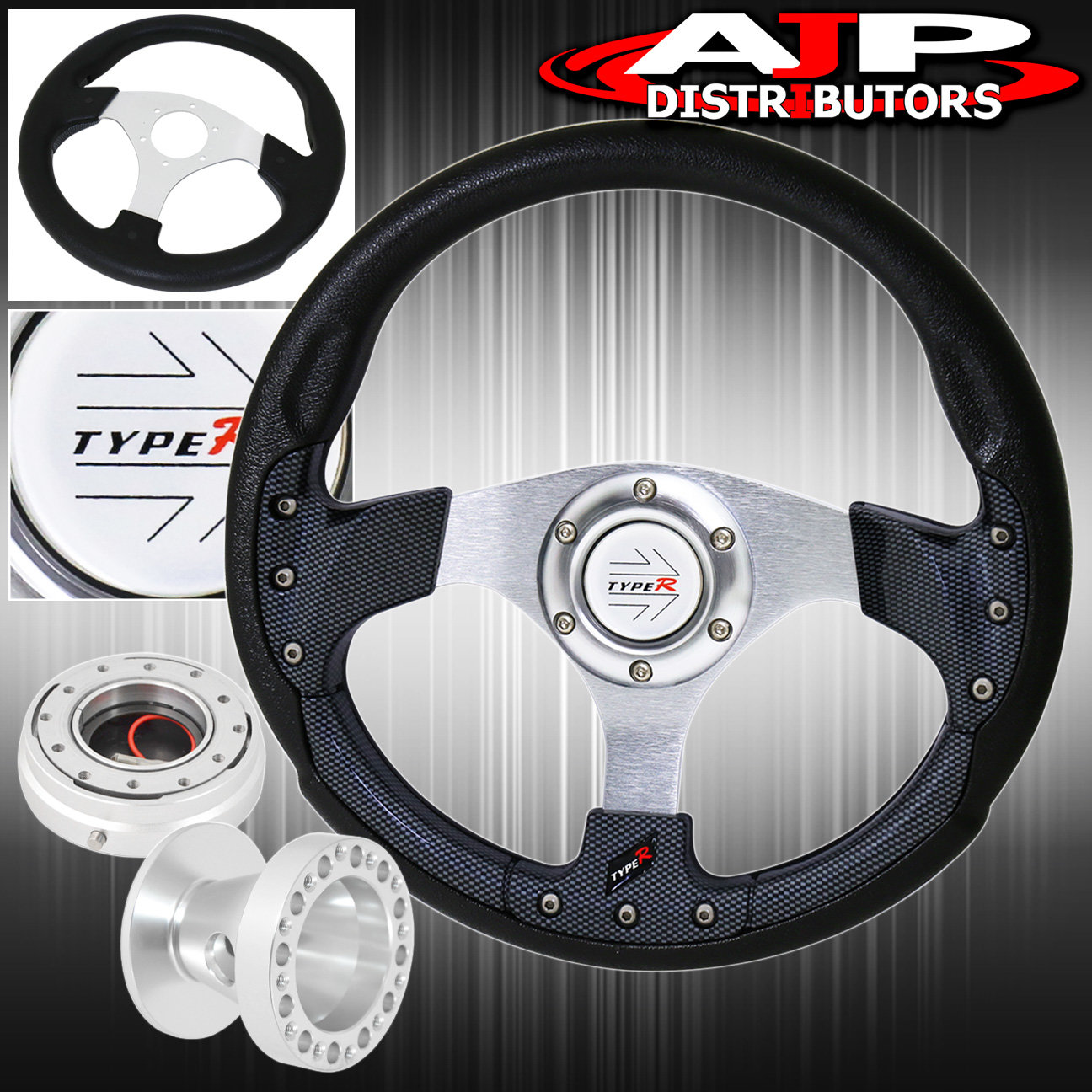 Black//Red 350mm Deep Dish Steering Wheel /&Hub Adapter Honda Civic 1992-1995 EG