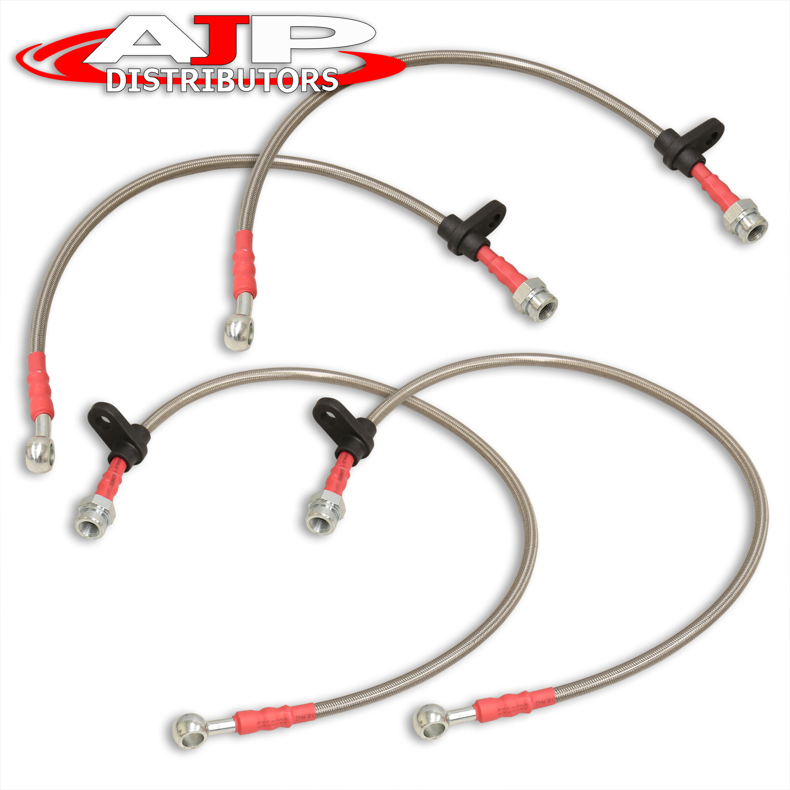 Silver 4PC F+R Stainless Steel Racing Brake Line Kit For 20032012