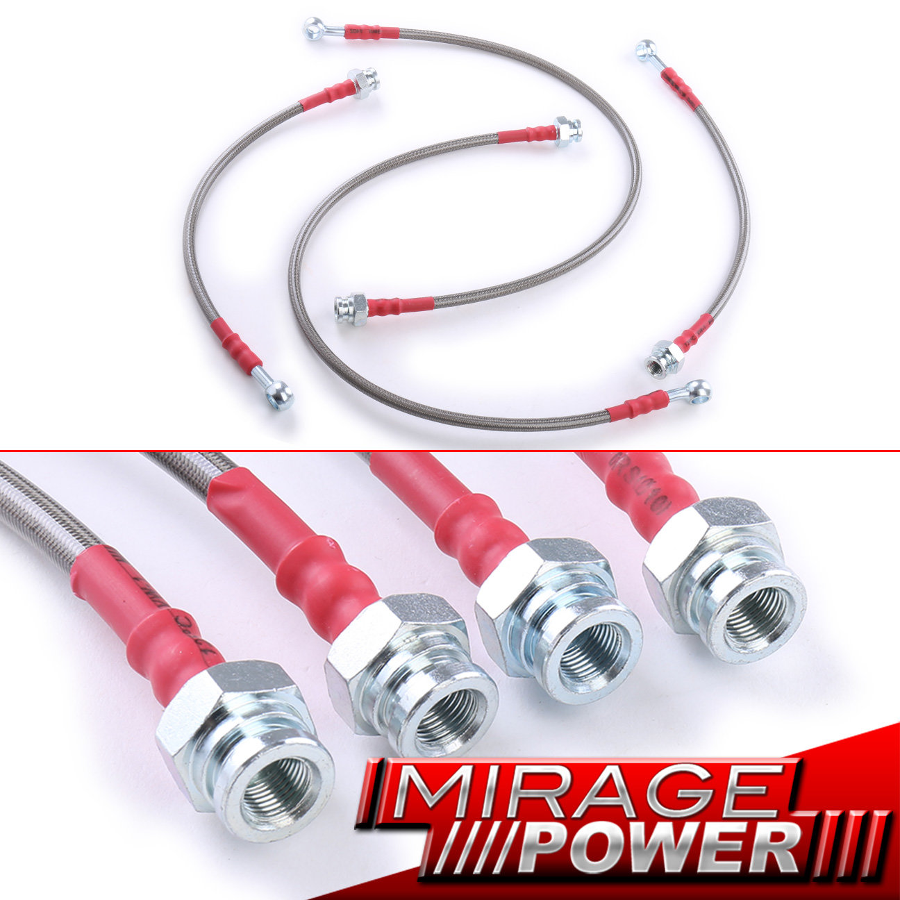Stainless Steel Braided Hose Racing Oil Brake Line Red Cap For 8994