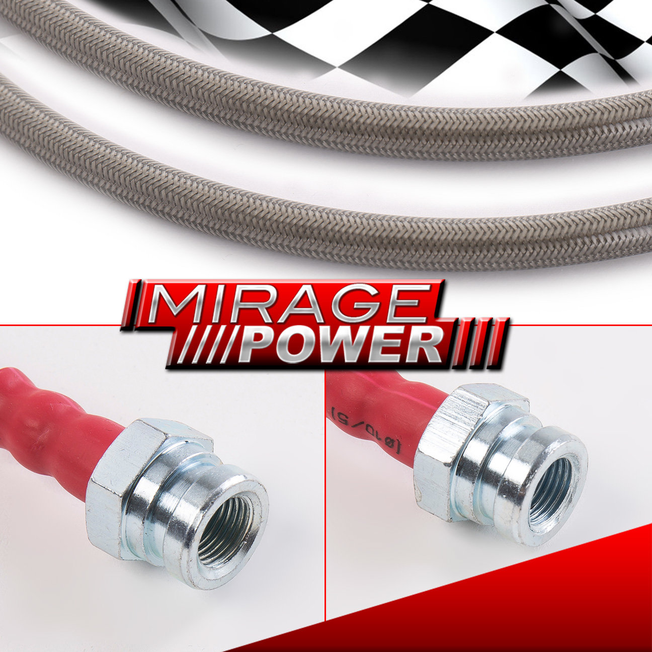 Stainless Steel Braided Hose Racing Oil Brake Line Red Cap For 9096
