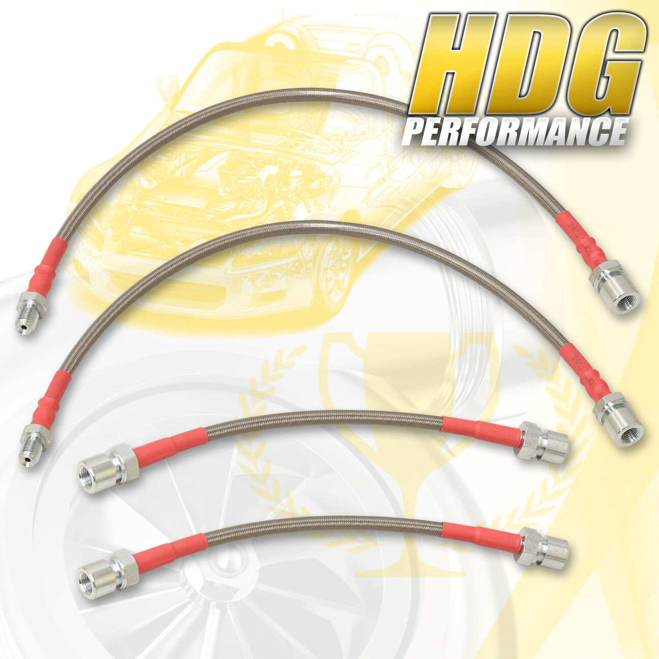 For 1986-1991 Supra Performance Red Stainless Steel Braid Oil Brake Line Black