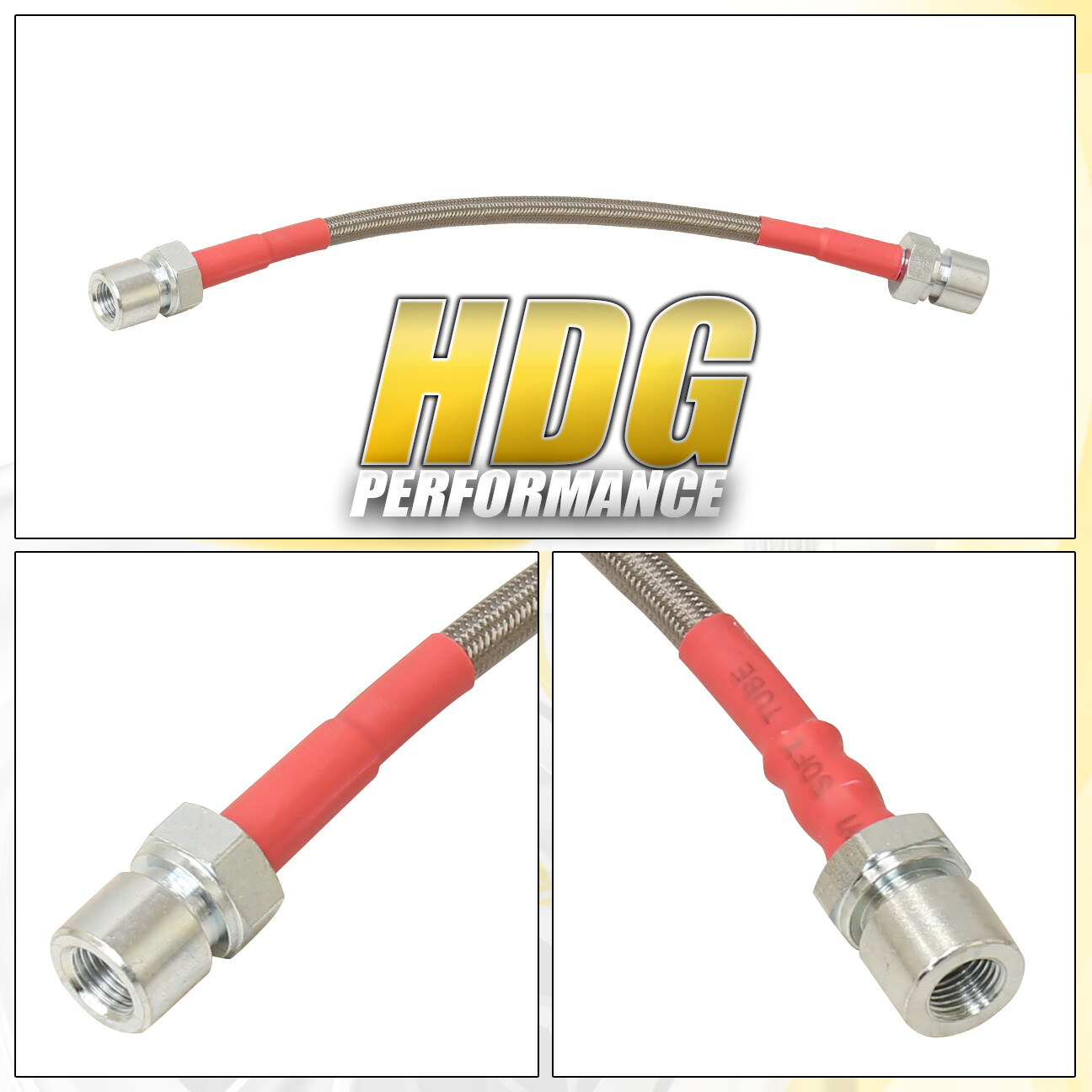 Fit 82-89 Porsche 944 Oil Brake Line Stainless Steel Front Rear Cable Silver Red