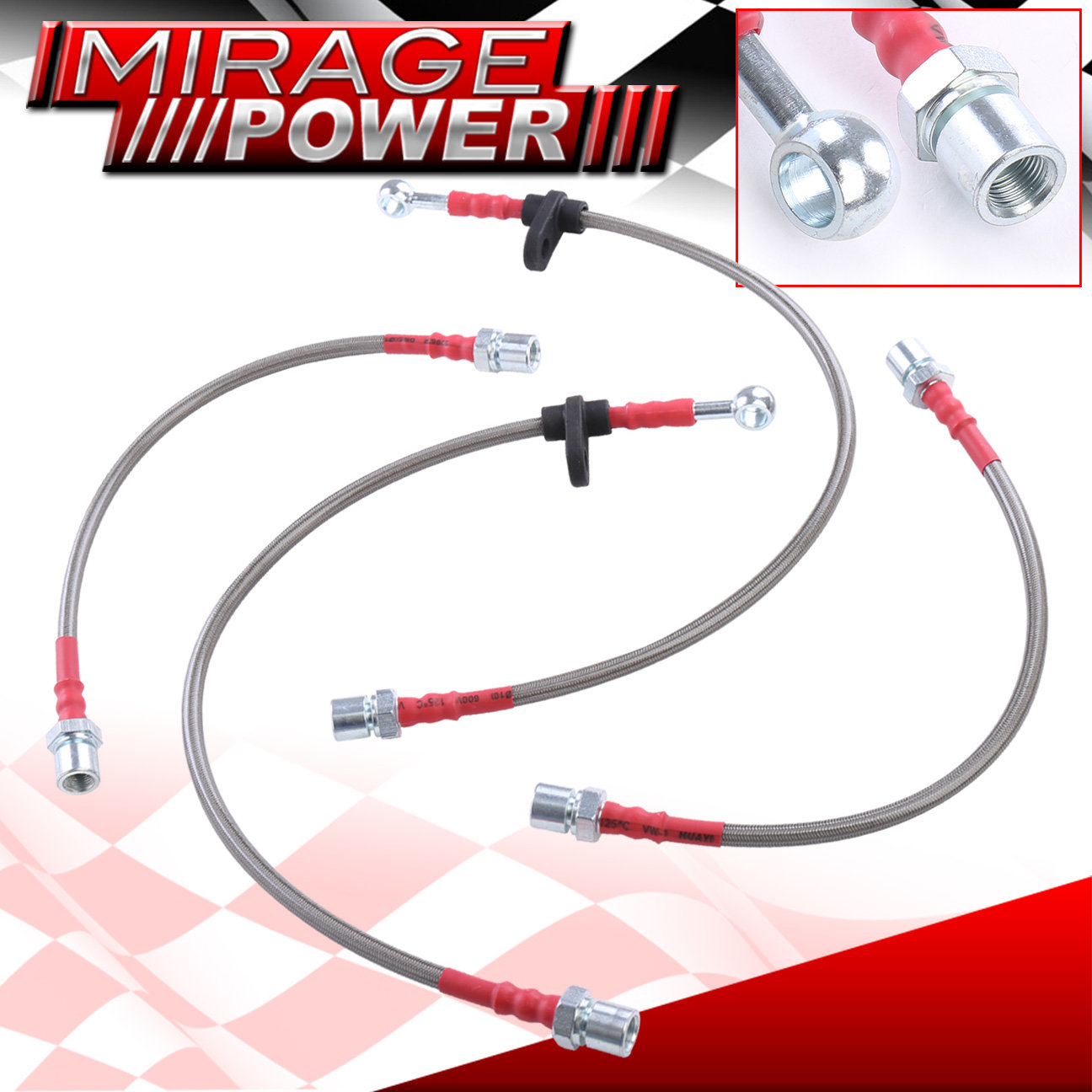 For Toyota Corolla Front Rear Stainless Steel Braided Oil Brake Line Cable Hose Red End Cap Upgrade Replacement