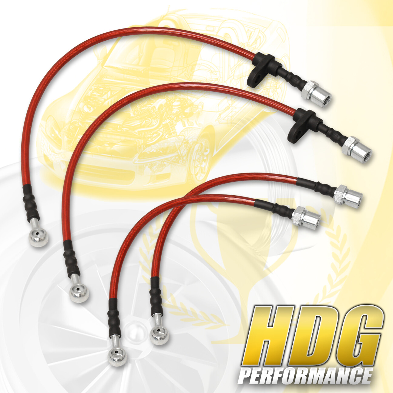 For 1986-1991 Supra Performance Red Stainless Steel Braid Oil Brake Line Black