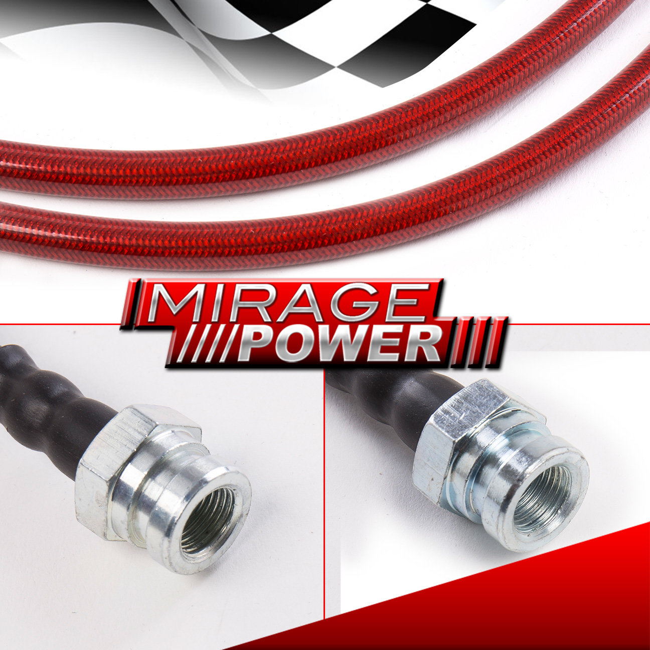 Red Stainless Steel Braid Hose Oil Brake Hose Lines For 90-96