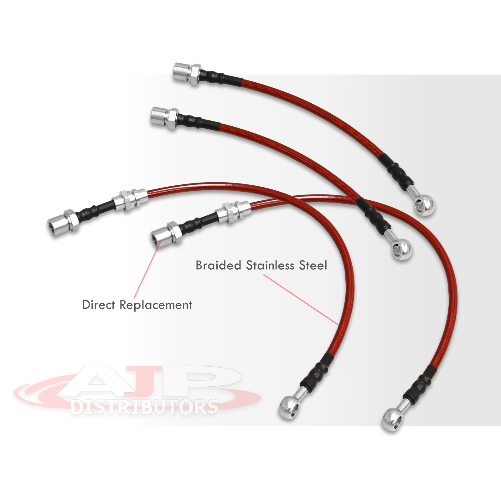 For Toyota Corolla AE98 Front Rear Red Stainless Steel Braided Oil Brake Line Cable Hose Black End Cap