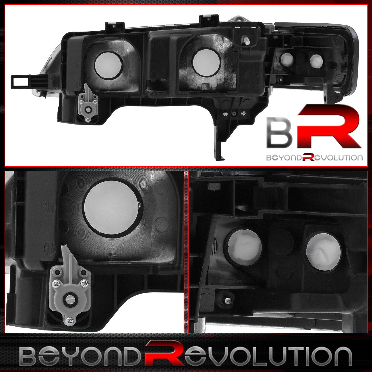 For 9497 Accord CB7 JDM Black Housing HeadLights Assembly + Clear