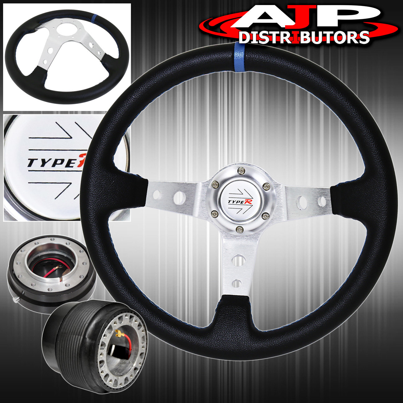 Red Wood Chrome Aluminum Center Deep Dish Steering Wheel Hub For 96-15 Civic