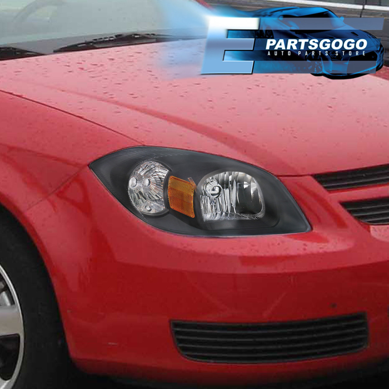 For 05 10 Chevy Cobalt Black Housing Amber Reflector Headlight For 05 10 Chevy Cobalt Black Housing Amber Reflector Headlight Replacement