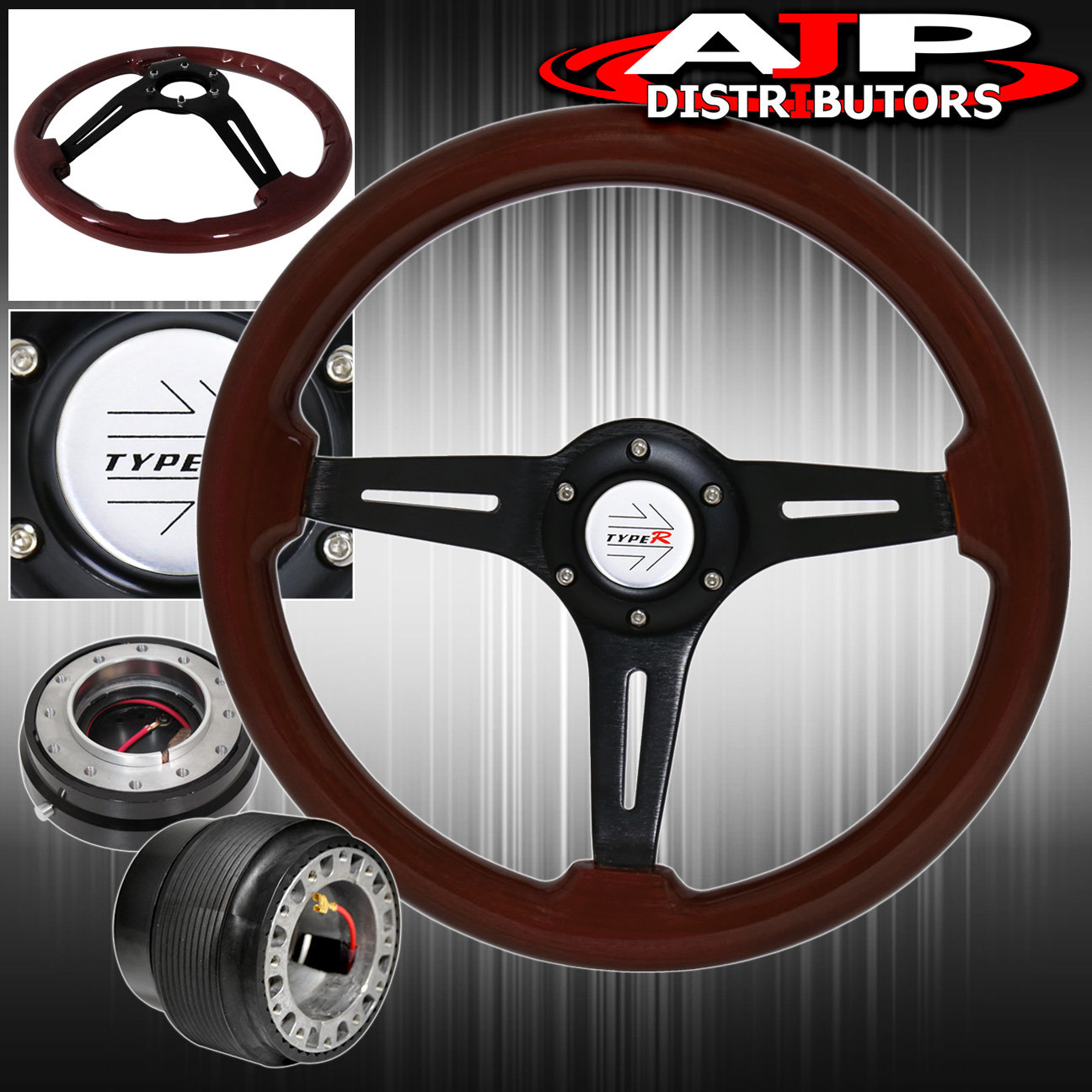 Quick Release For 8698 Rx7 + Dark Wood Black Aluminum Center Steering