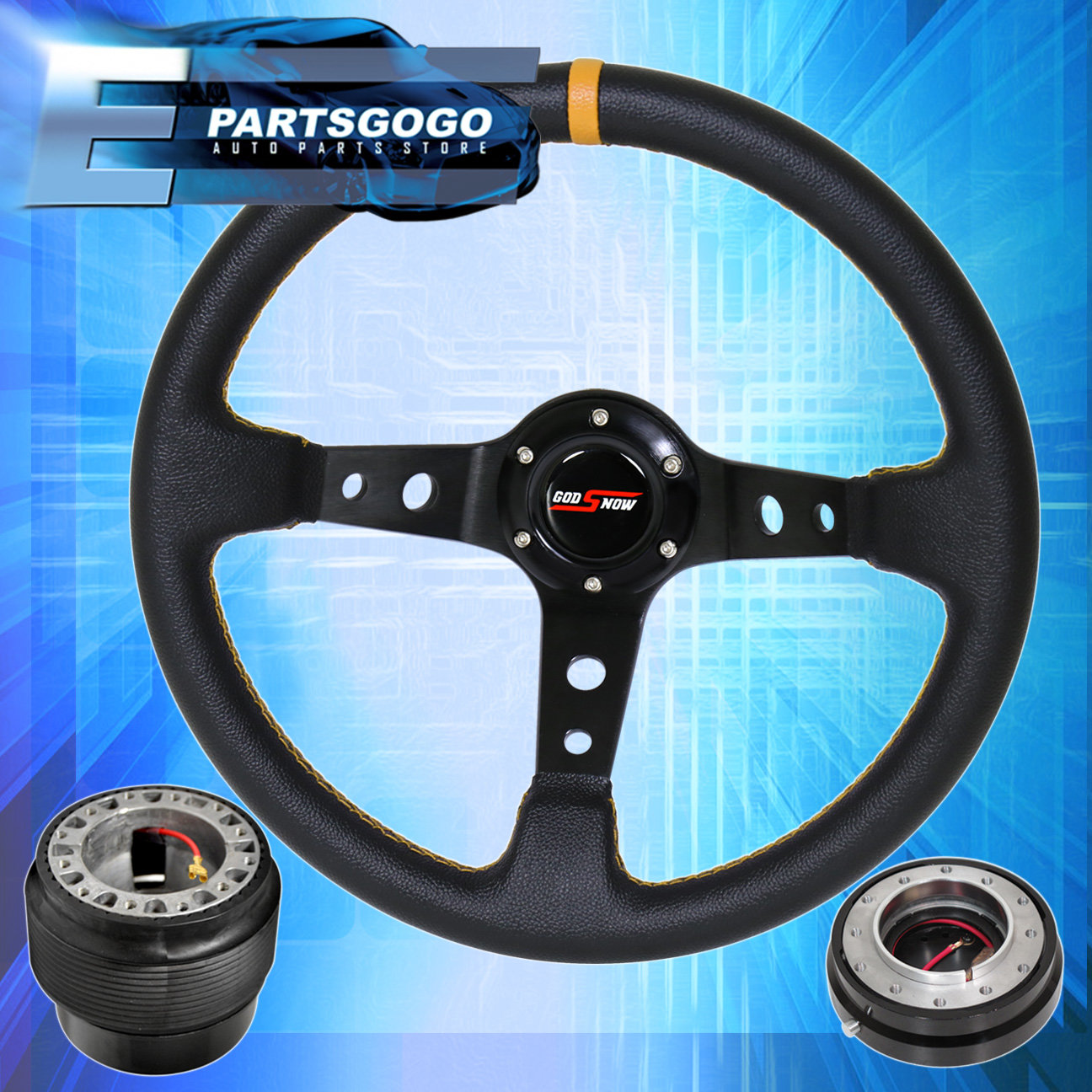 SILVER DEEP DISH STEERING WHEEL QUICK RELEASE HUB KIT FOR HYUNDAI ACCENT GENESIS