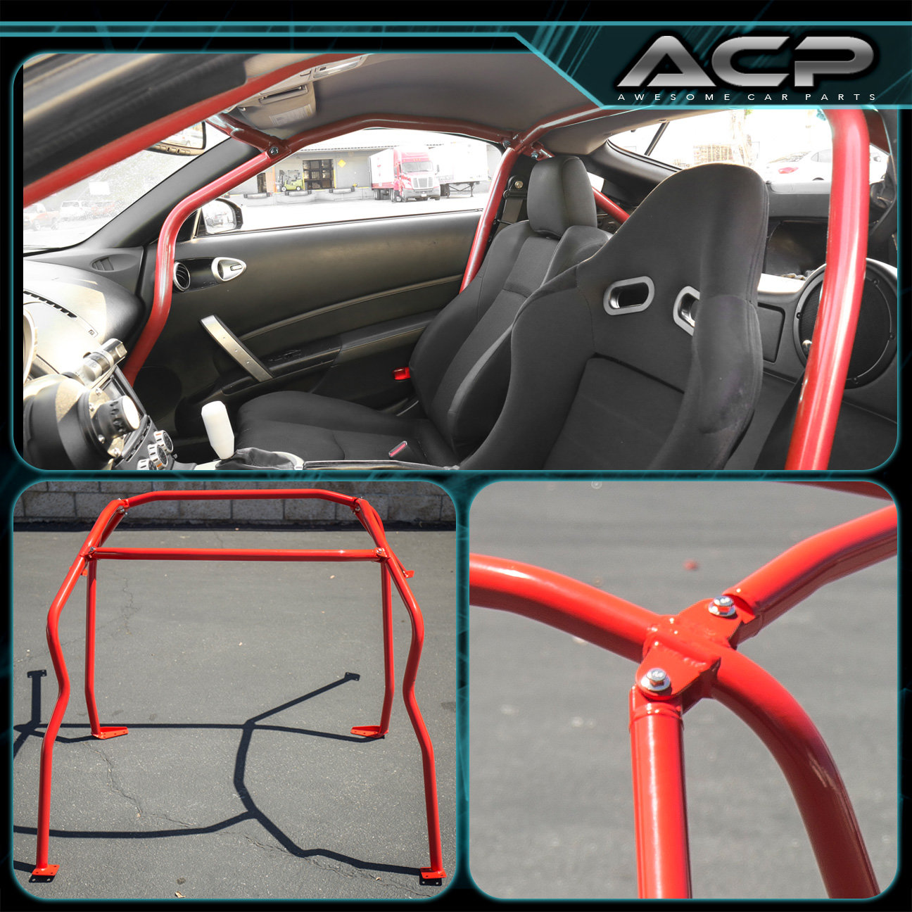 Full 6 Point Safety Bars Red Racing Roll Cage For 2003 2008 Nissan Full 6 Point Safety Bars Red Racing Roll Cage For 2003 2008 Nissan 350z Z33