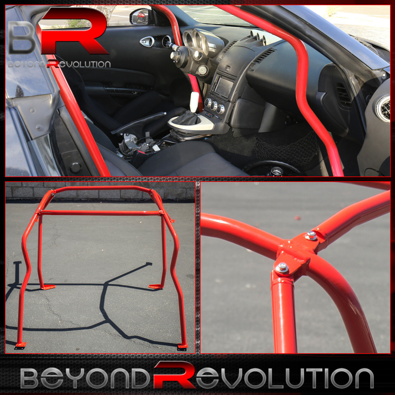 6Point Full Safety Red Racing Roll Cage Bars For Z33 20032008 Nissan