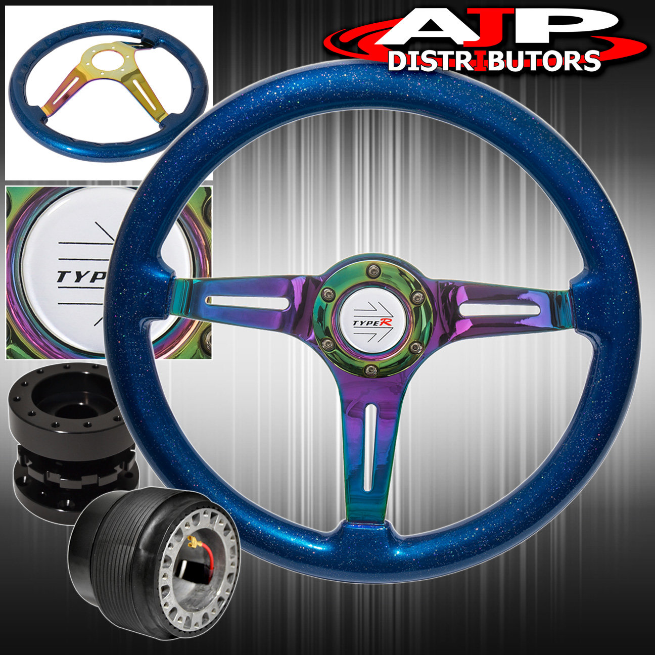 Red Wood Chrome Aluminum Center Deep Dish Steering Wheel Hub For 96-15 Civic