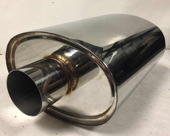 Universal Jdm 4" Stainless Steel Single Oval Tip 3" Inlet Muffler