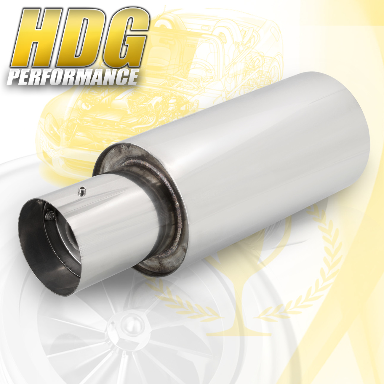Universal 4/" Flat Tip Fireball Racing Track 2.5/" Inlet Exhaust Muffler Silencer