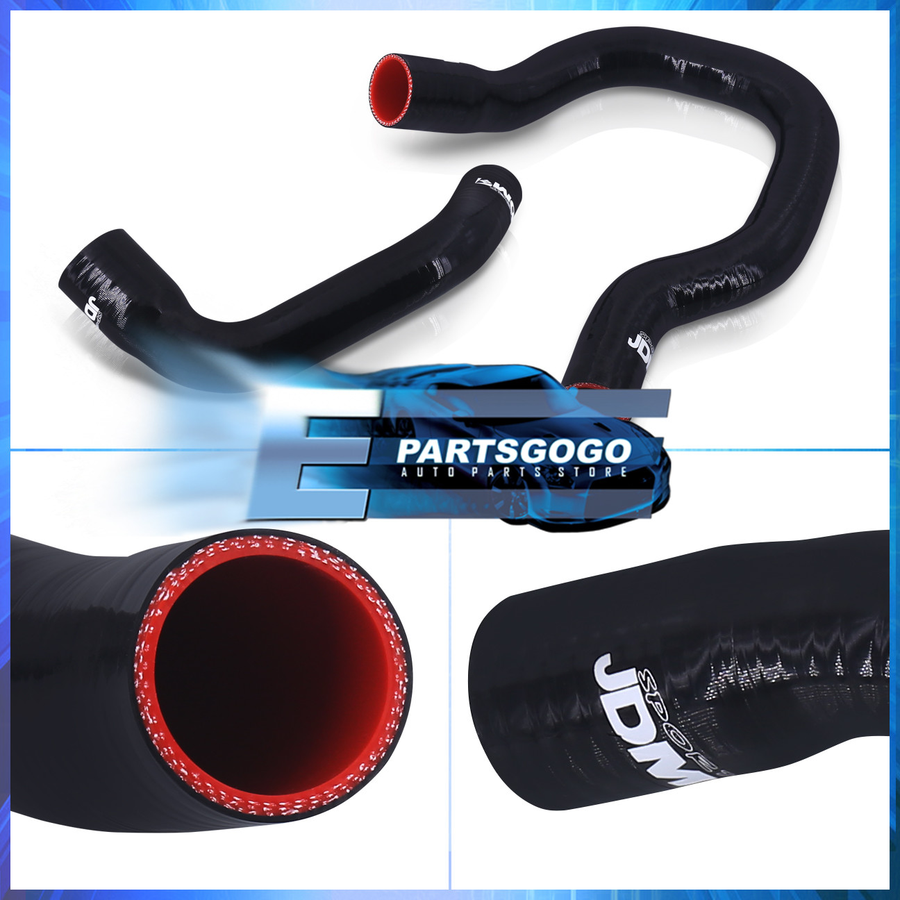 For 9101 Jeep Cherokee Xj Silicone Radiator Coolant Hose Kit Jdm Black