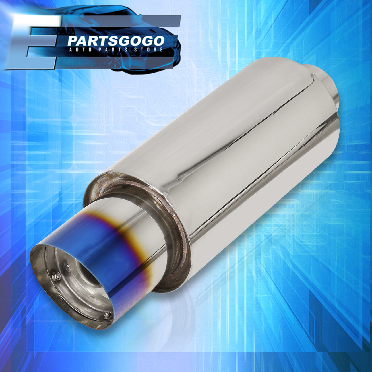4/" N1 Style Blue Burn Tip Stainless Weld On Exhaust Muffler 3/" Inlet Universal 4