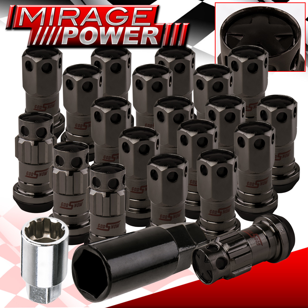 Jdm Racing Lug Nuts M12 X 1.5mm Thread Pitch Locking Key Gunmetal